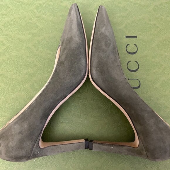 JIMMY CHOO London Suede Plastic Toe Pump Heel - Picture 8 of 12